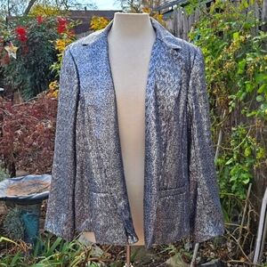 Michael Michael Kors Chic Sequin Metallic Silver Blazer Jacket 14W